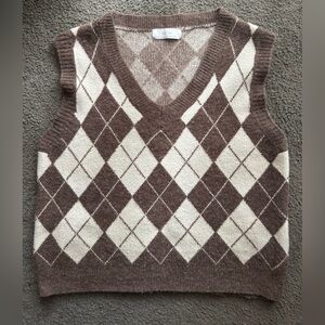 OAK + FORT Argyle V-Neck Sweater Vest